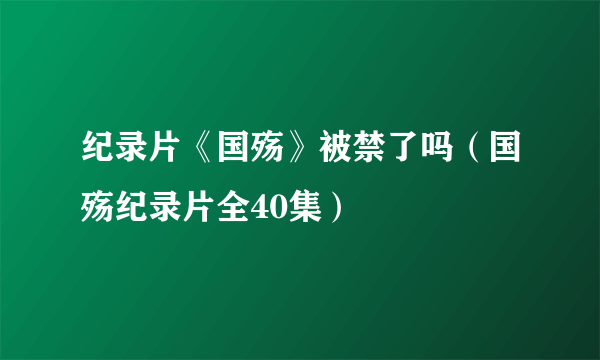 纪录片《国殇》被禁了吗（国殇纪录片全40集）