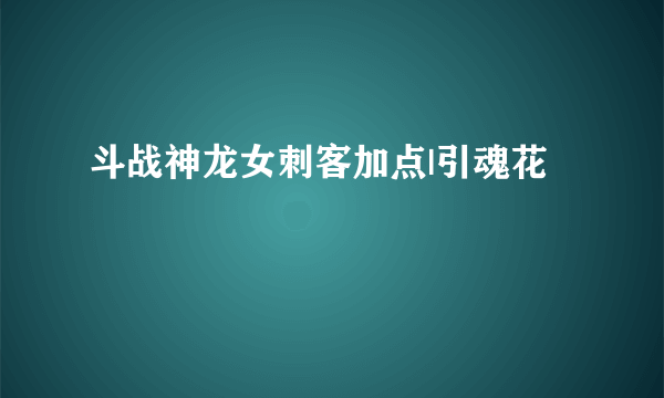 斗战神龙女刺客加点|引魂花