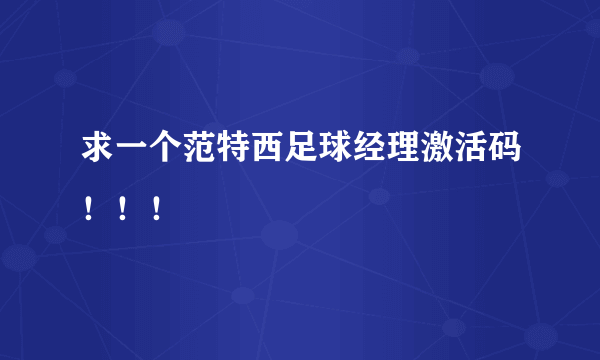 求一个范特西足球经理激活码！！！