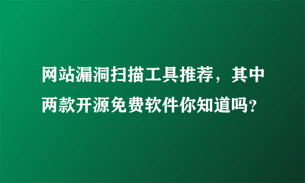 网站漏洞扫描工具推荐，其中两款开源免费软件你知道吗？