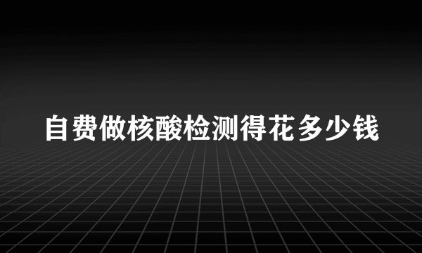 自费做核酸检测得花多少钱