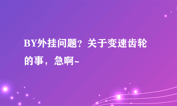 BY外挂问题？关于变速齿轮的事，急啊~