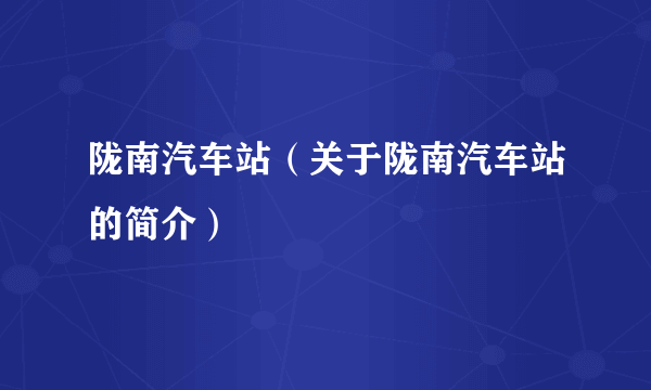 陇南汽车站（关于陇南汽车站的简介）