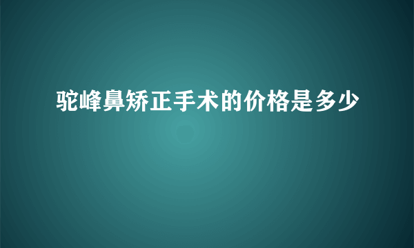 驼峰鼻矫正手术的价格是多少