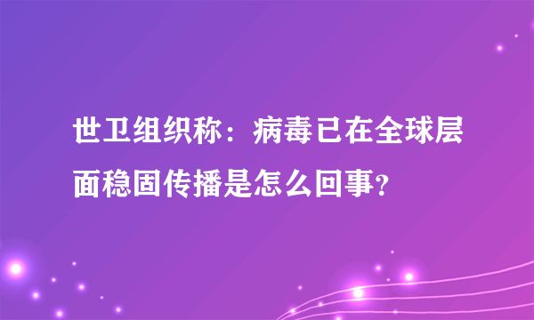 世卫组织称：病毒已在全球层面稳固传播是怎么回事？