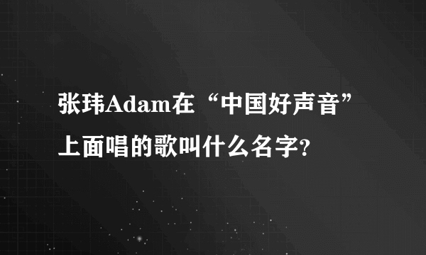 张玮Adam在“中国好声音”上面唱的歌叫什么名字？