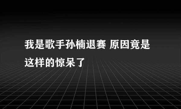 我是歌手孙楠退赛 原因竟是这样的惊呆了