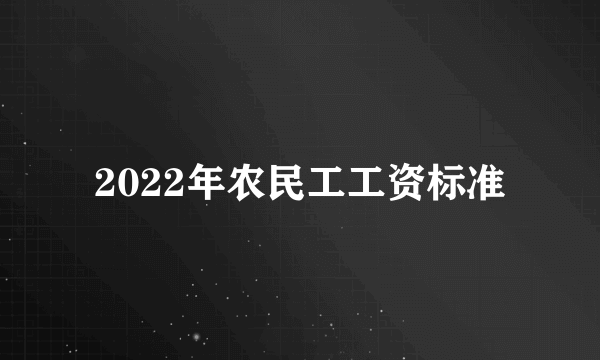 2022年农民工工资标准