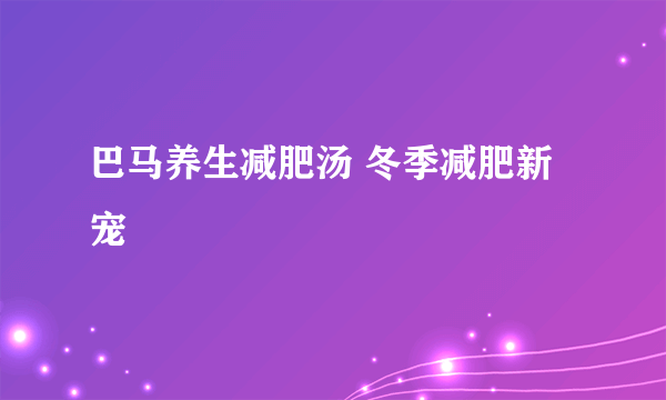 巴马养生减肥汤 冬季减肥新宠