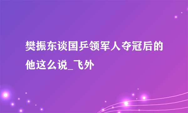 樊振东谈国乒领军人夺冠后的他这么说_飞外