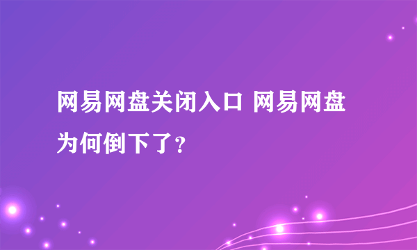 网易网盘关闭入口 网易网盘为何倒下了？