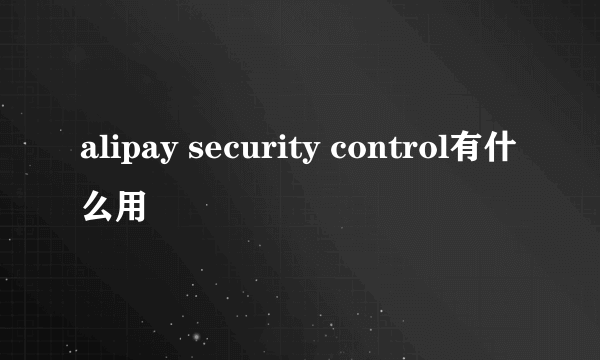 alipay security control有什么用