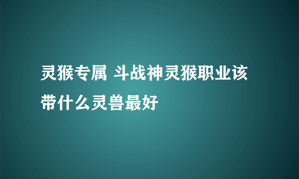 灵猴专属 斗战神灵猴职业该带什么灵兽最好