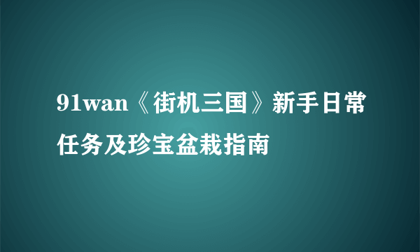 91wan《街机三国》新手日常任务及珍宝盆栽指南