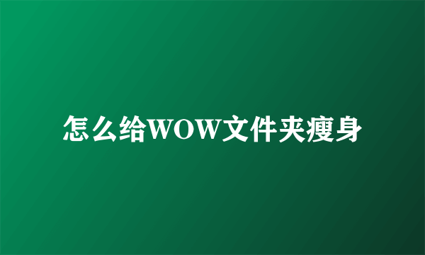 怎么给WOW文件夹瘦身