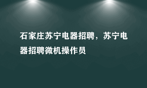 石家庄苏宁电器招聘，苏宁电器招聘微机操作员