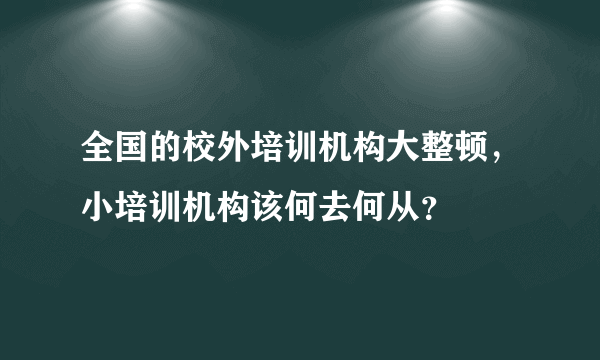 全国的校外培训机构大整顿，小培训机构该何去何从？