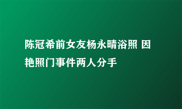 陈冠希前女友杨永晴浴照 因艳照门事件两人分手