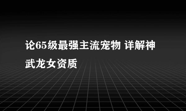 论65级最强主流宠物 详解神武龙女资质