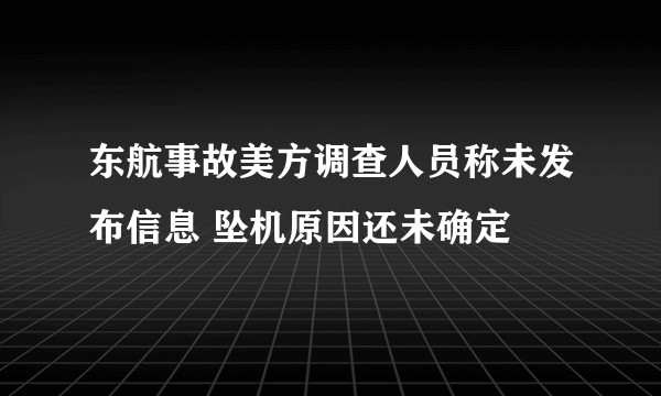 东航事故美方调查人员称未发布信息 坠机原因还未确定