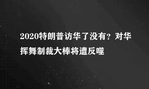 2020特朗普访华了没有？对华挥舞制裁大棒将遭反噬