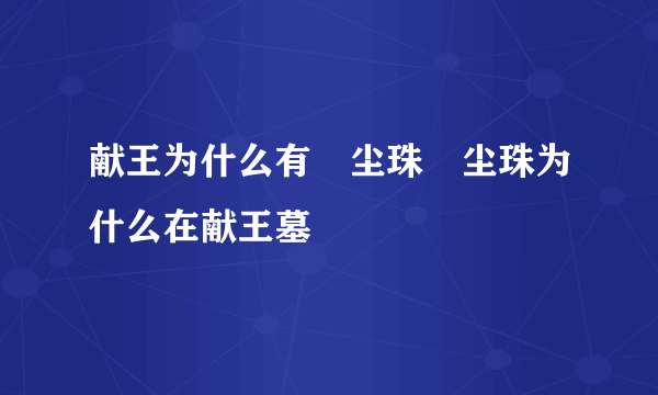 献王为什么有雮尘珠雮尘珠为什么在献王墓