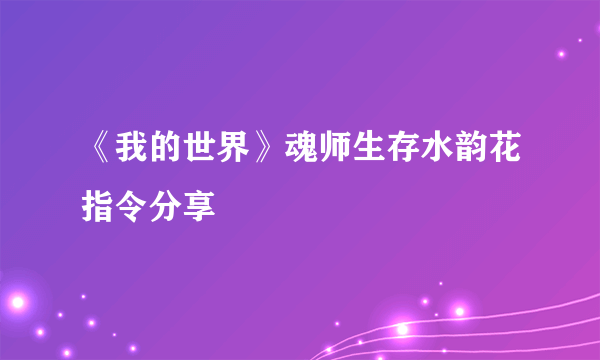 《我的世界》魂师生存水韵花指令分享