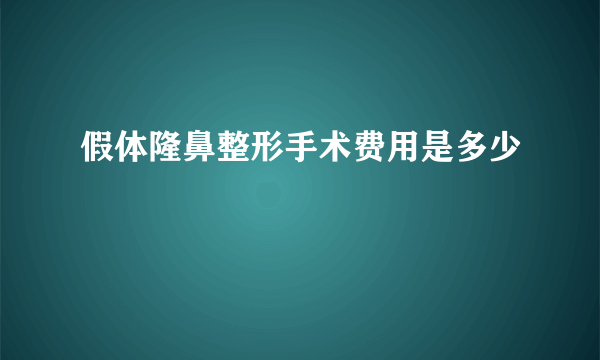 假体隆鼻整形手术费用是多少