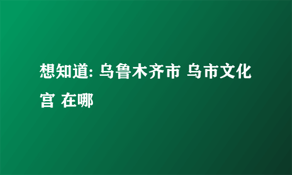 想知道: 乌鲁木齐市 乌市文化宫 在哪