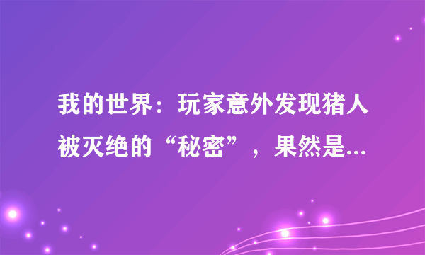 我的世界：玩家意外发现猪人被灭绝的“秘密”，果然是笨死的！