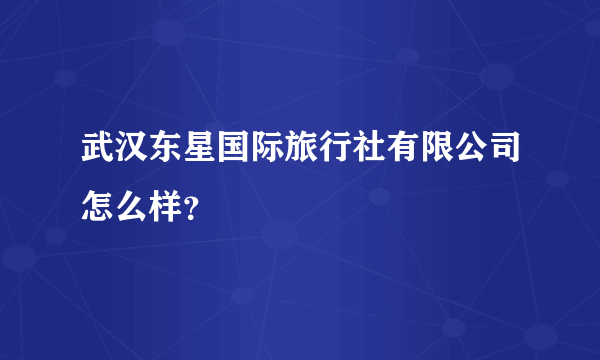 武汉东星国际旅行社有限公司怎么样？