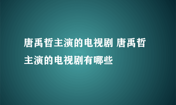 唐禹哲主演的电视剧 唐禹哲主演的电视剧有哪些