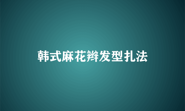 韩式麻花辫发型扎法