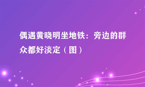 偶遇黄晓明坐地铁：旁边的群众都好淡定（图）