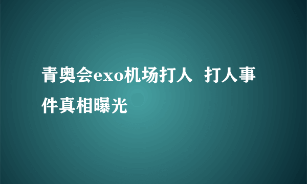 青奥会exo机场打人  打人事件真相曝光