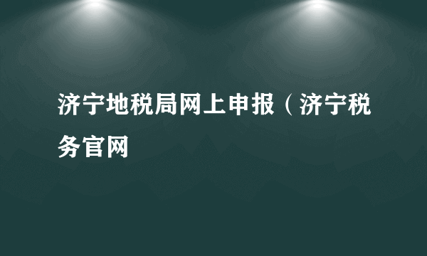 济宁地税局网上申报（济宁税务官网