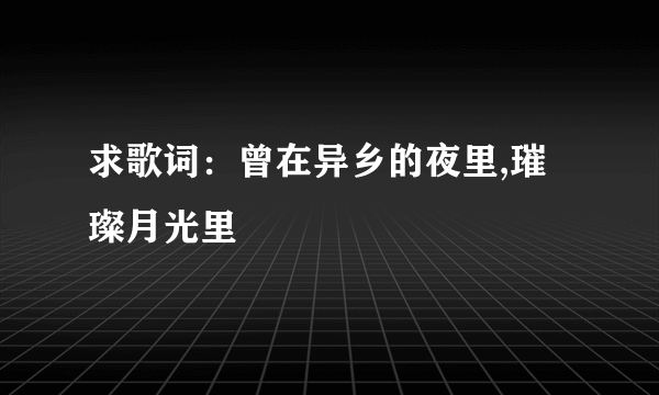 求歌词：曾在异乡的夜里,璀璨月光里