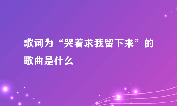 歌词为“哭着求我留下来”的歌曲是什么