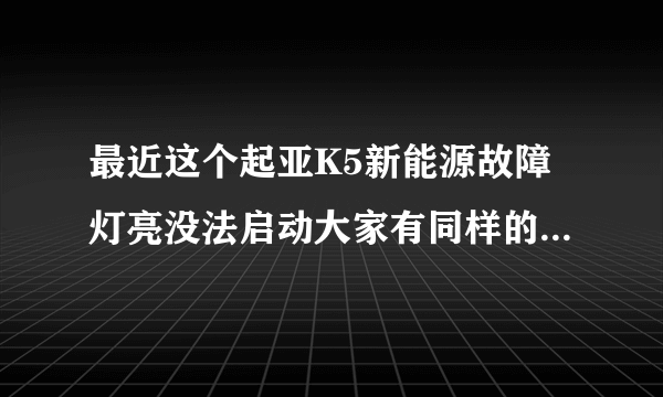 最近这个起亚K5新能源故障灯亮没法启动大家有同样的问题吗？