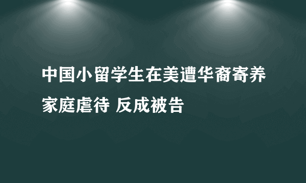 中国小留学生在美遭华裔寄养家庭虐待 反成被告