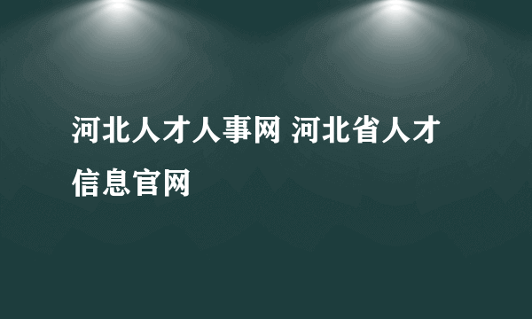 河北人才人事网 河北省人才信息官网