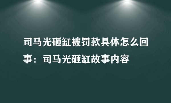 司马光砸缸被罚款具体怎么回事：司马光砸缸故事内容