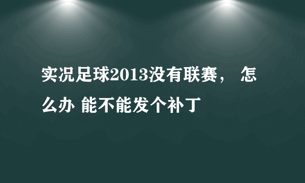 实况足球2013没有联赛， 怎么办 能不能发个补丁