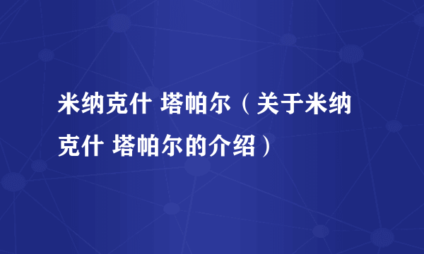 米纳克什 塔帕尔（关于米纳克什 塔帕尔的介绍）