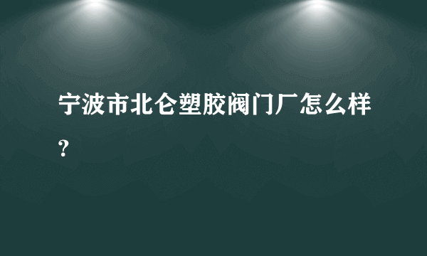 宁波市北仑塑胶阀门厂怎么样？