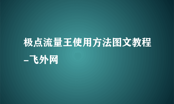 极点流量王使用方法图文教程-飞外网