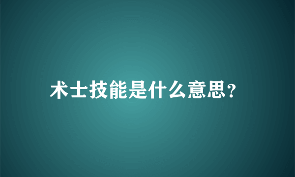 术士技能是什么意思？