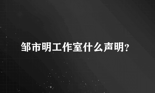 邹市明工作室什么声明？