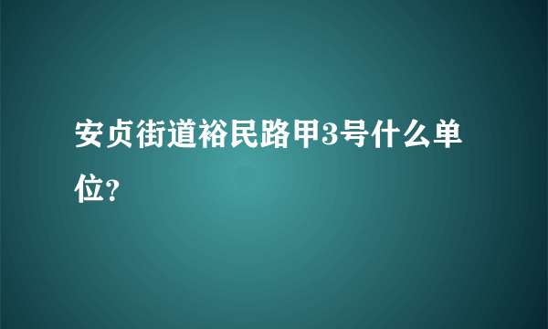 安贞街道裕民路甲3号什么单位？