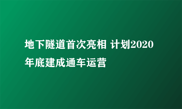 地下隧道首次亮相 计划2020年底建成通车运营